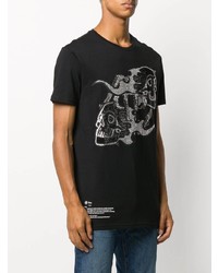 T-shirt à col rond imprimé noir et argenté Philipp Plein