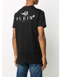 T-shirt à col rond imprimé noir et argenté Philipp Plein