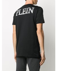 T-shirt à col rond imprimé noir et argenté Philipp Plein