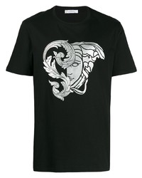 T-shirt à col rond imprimé noir et argenté Versace Collection