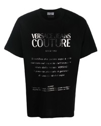 T-shirt à col rond imprimé noir et argenté VERSACE JEANS COUTURE