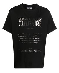 T-shirt à col rond imprimé noir et argenté VERSACE JEANS COUTURE