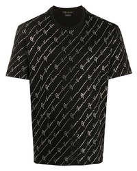 T-shirt à col rond imprimé noir et argenté Versace