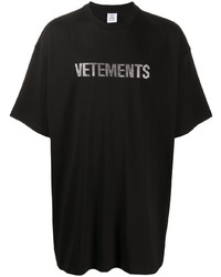 T-shirt à col rond imprimé noir et argenté Vetements