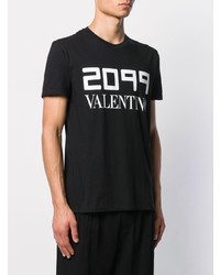 T-shirt à col rond imprimé noir et blanc Valentino