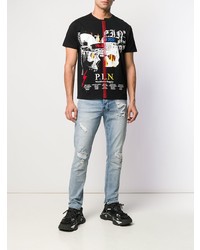 T-shirt à col rond imprimé noir et blanc Philipp Plein