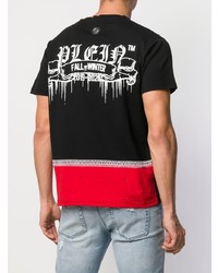 T-shirt à col rond imprimé noir et blanc Philipp Plein