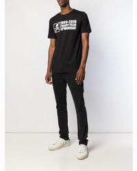 T-shirt à col rond imprimé noir et blanc Philipp Plein