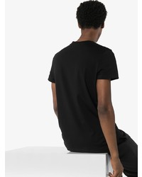 T-shirt à col rond imprimé noir et blanc Balmain