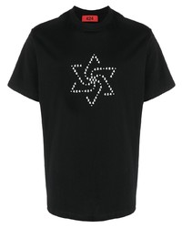 T-shirt à col rond imprimé noir et blanc 424