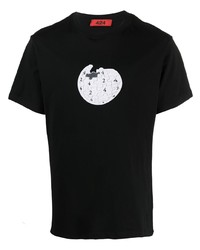 T-shirt à col rond imprimé noir et blanc 424