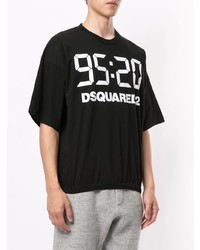 T-shirt à col rond imprimé noir et blanc DSQUARED2