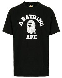 T-shirt à col rond imprimé noir et blanc A Bathing Ape