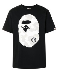 T-shirt à col rond imprimé noir et blanc A Bathing Ape