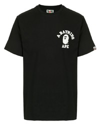 T-shirt à col rond imprimé noir et blanc A Bathing Ape