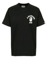 T-shirt à col rond imprimé noir et blanc A Bathing Ape