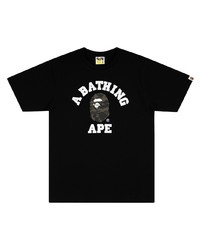 T-shirt à col rond imprimé noir et blanc A Bathing Ape