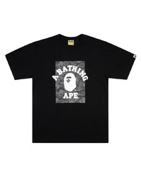 T-shirt à col rond imprimé noir et blanc A Bathing Ape