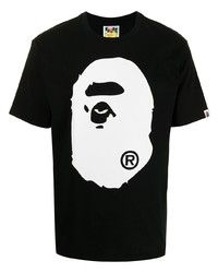 T-shirt à col rond imprimé noir et blanc A Bathing Ape