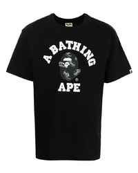 T-shirt à col rond imprimé noir et blanc A Bathing Ape