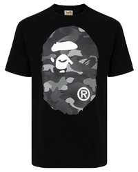 T-shirt à col rond imprimé noir et blanc A Bathing Ape