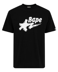 T-shirt à col rond imprimé noir et blanc A Bathing Ape