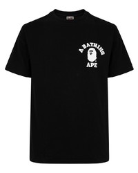 T-shirt à col rond imprimé noir et blanc A Bathing Ape