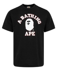 T-shirt à col rond imprimé noir et blanc A Bathing Ape