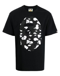 T-shirt à col rond imprimé noir et blanc A Bathing Ape