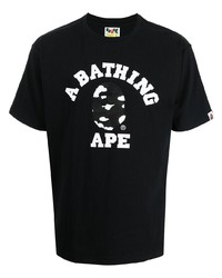 T-shirt à col rond imprimé noir et blanc A Bathing Ape