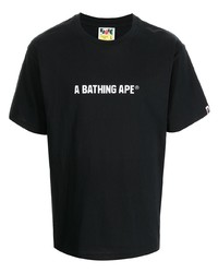 T-shirt à col rond imprimé noir et blanc A Bathing Ape