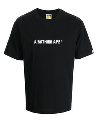 T-shirt à col rond imprimé noir et blanc A Bathing Ape