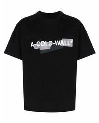 T-shirt à col rond imprimé noir et blanc A-Cold-Wall*