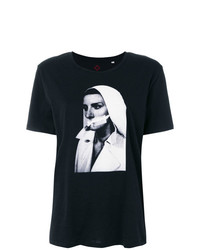 T-shirt à col rond imprimé noir et blanc A.F.Vandevorst