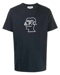 T-shirt à col rond imprimé noir et blanc A.P.C.