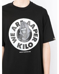 T-shirt à col rond imprimé noir et blanc AAPE BY A BATHING APE