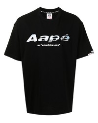 T-shirt à col rond imprimé noir et blanc AAPE BY A BATHING APE