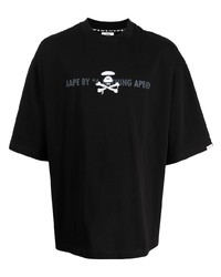 T-shirt à col rond imprimé noir et blanc AAPE BY A BATHING APE