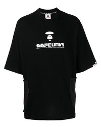 T-shirt à col rond imprimé noir et blanc AAPE BY A BATHING APE