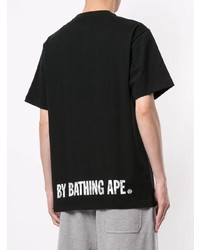 T-shirt à col rond imprimé noir et blanc A Bathing Ape