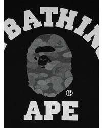 T-shirt à col rond imprimé noir et blanc A Bathing Ape