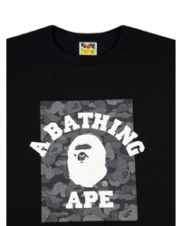 T-shirt à col rond imprimé noir et blanc A Bathing Ape