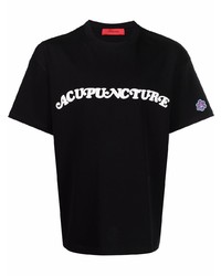 T-shirt à col rond imprimé noir et blanc ACUPUNCTURE 1993