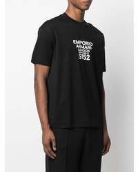 T-shirt à col rond imprimé noir et blanc Emporio Armani