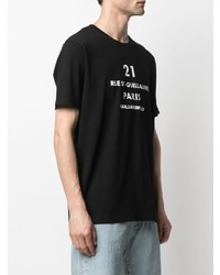 T-shirt à col rond imprimé noir et blanc Karl Lagerfeld