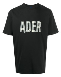 T-shirt à col rond imprimé noir et blanc Ader Error