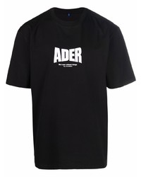 T-shirt à col rond imprimé noir et blanc Ader Error