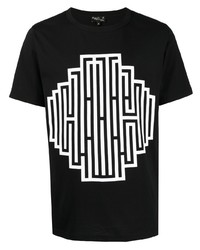 T-shirt à col rond imprimé noir et blanc agnès b.