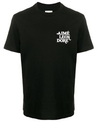 T-shirt à col rond imprimé noir et blanc Aimé Leon Dore