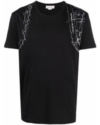 T-shirt à col rond imprimé noir et blanc Alexander McQueen